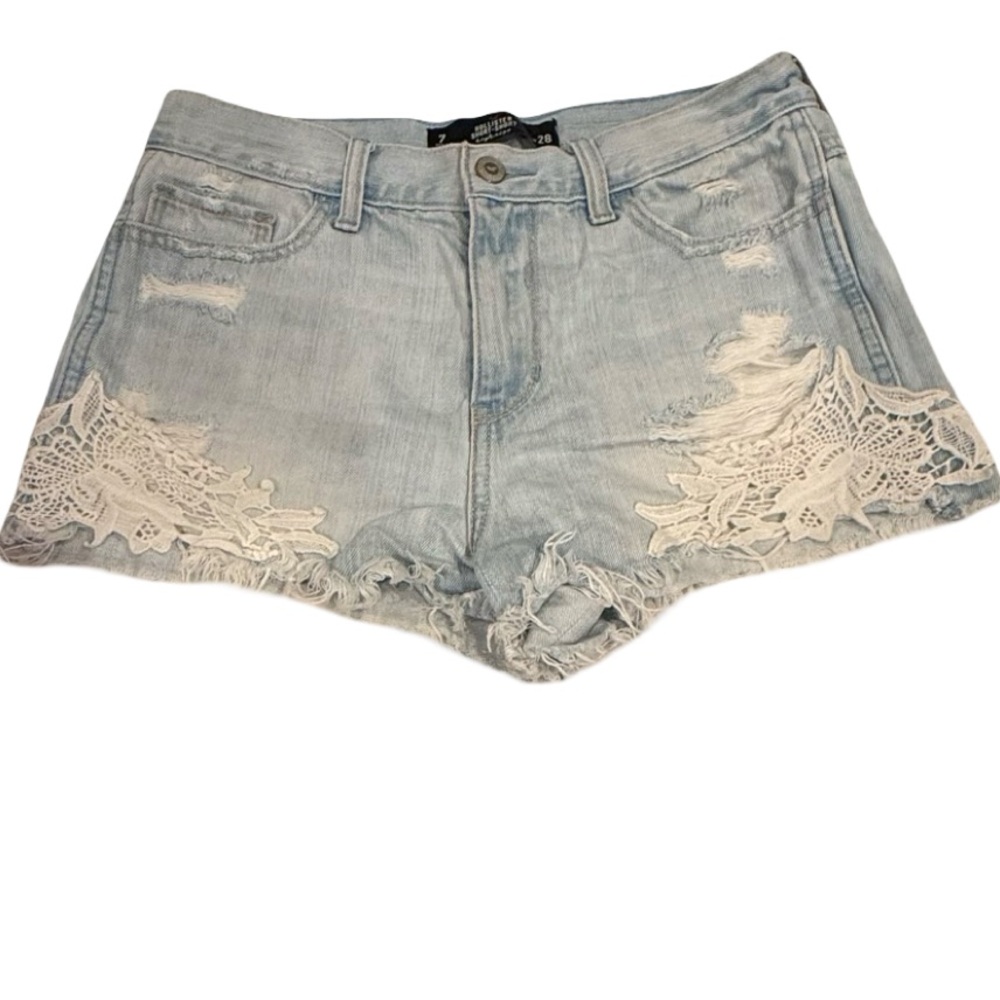 Hollister Light Blue Jean Shorts with Lace